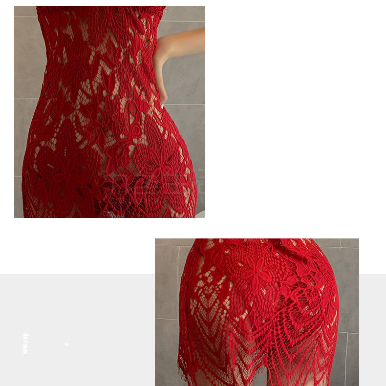 Lace Mesh Suspender Vest Nightwear